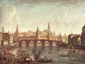 Alekseyev: View of Bridge and Tower from Kremlin. Moscow