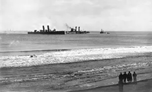 Cruisers: View of British ships from Ostend, Belgium, WW1