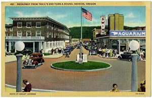 Roundabout: View of Broadway, Seaside, Oregon, USA