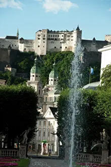 Hohensalzburg: View from Castle Mirabell garden to the cathedral