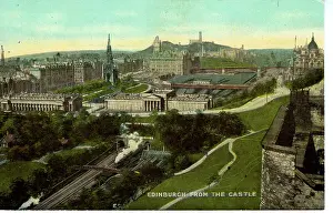 Midlothian: View from Castle with Railway, Edinburgh, Midlothian