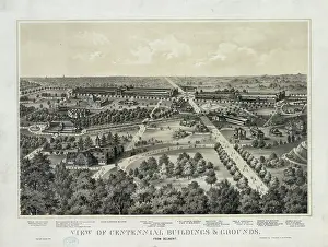 C1878: View of centennial buildings & grounds