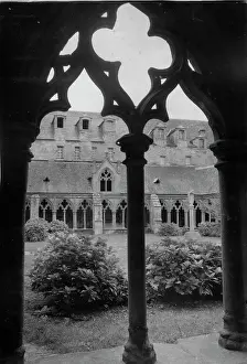 Tracery: View from cloisters, Treguier, Brittany, Northern France