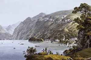 Isola: View on Como lake with Isola S. Giovanni