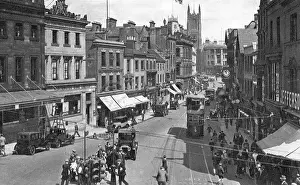 Cornmarket: View of the Cornmarket, Derby, on a busy day
