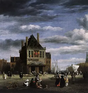 1670: A View of a Dam with the Weigh House at Amsterdam