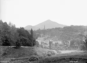 Sugarloaf: A view of Enniskerry and Sugarloaf mountain behind