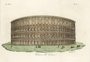 Anfiteatro: View of the exterior of the Coliseum, Rome