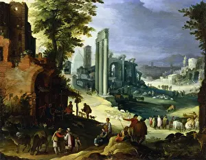 Bring: View of Forum, Rome, with ruins of temple of Castor