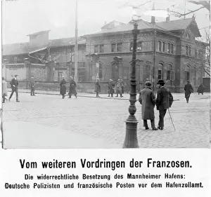 Mannheim: View of the French-occupied harbor customs
