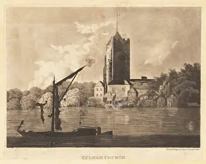 River Bank: View of Fulham Church from the River Thames, late