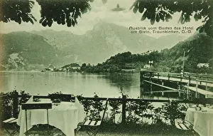 Traunkirchen: View from the garden of the Hotel am Stein /