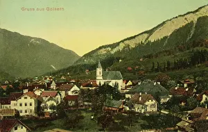 Leitner: View of Goisern with the Catholic Church. About