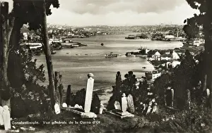 Tombstones: A view down the Golden Horn, toward the city