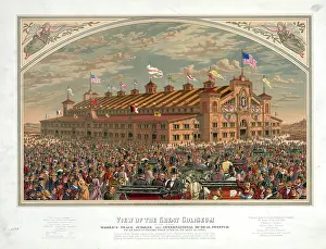 Coliseum: View of the great coliseum for the World's Peace Jubilee and