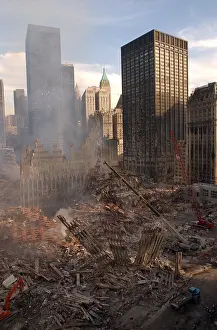 Qaeda: View of Ground Zero from the northwest after the