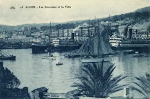 Mailboat: View of the harbour with mailboats, Algiers, Algeria