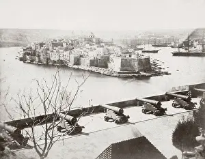 Breakwater: View of the harbour at Valletta, Malta