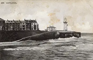 Hartlepool: View of Hartlepool and lighthouse, County Durham