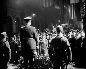 Lehrter: A Back View of Herman Goering Giving a Speech