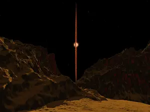 Boulder: A view across a hypothetical primitive alien planet towards