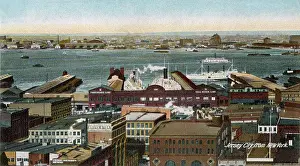 Ferries: View to Jersey City over the Hudson River Docks