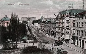Cobblestones: View of Karl Johansgade, Oslo, Norway