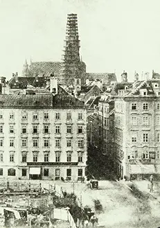 Steeples: View of Karntnerstrasse and St.Stephan's cathedral