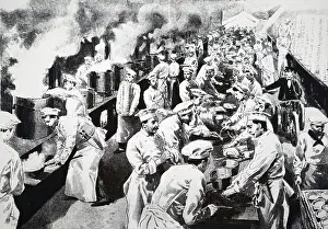 Banquet: View of the kitchens during the presentation of