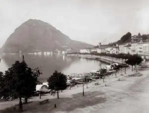 Lakeside: View onto the lake at Lugano, Switzerland
