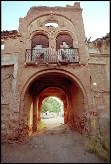Gatehouse: View looking out through gatehouse, Belchite, Spain