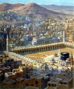 Mohammed: View of Mecca. Illustration from La Vie de Mohammed