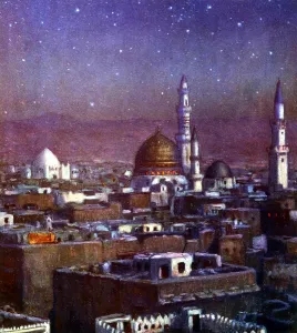 Etienne: View of Medina by moonlight, showing the Dome