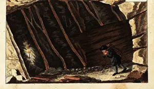 Unterhaltungen: View of the metal ore veins inside a mountain