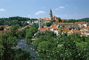 Moldau: View onto the Moldau and the city of Krumlau