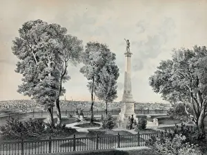 C1855: View of a monument erected in Milwaukee, Wisconsin, A.D. 18