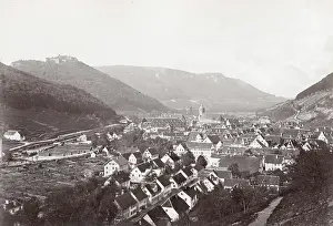 Urach: View of the mountain town of Bad Urach, Germany