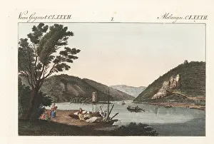 Laurenz Janscha: View of the Mouse Tower on the Rhine, Germany