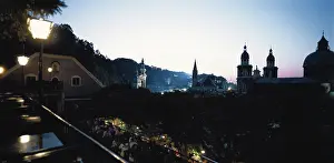Anrather: View at night over Salzburg