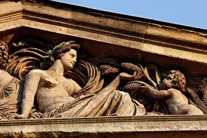Minerology: View from below of the pediment of the Galerie
