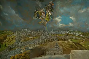 Theotokopoulos: View and plan of Toledo, circa 1610-1614, by El Greco