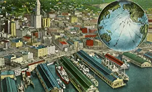 Hovers: View of Ports and City. Seattle