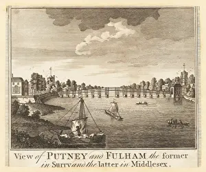 William Thornton: View of Putney Bridge over the River Thames, London, 1784