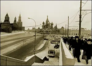 Muscovites: View of Red Square with Russian tourists, Moscow
