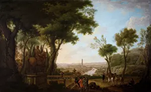 1757: A View of the River Boyne with Gentlemen and Horses by a Sta