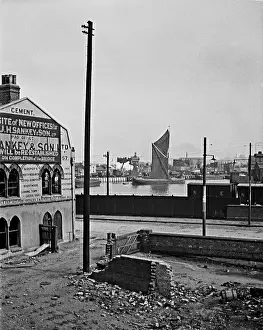 Cement: View of the River Thames at Canning Town, London