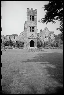 Projecting: A view of the south porch, a three storey tower