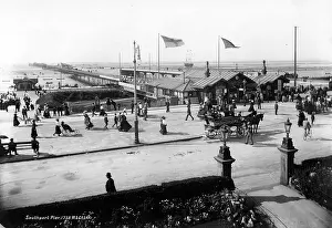 Sefton: A view of Southport Pier from the seafront with