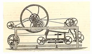 1779: Side view of the spinning mule perfected in 1779