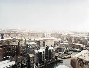 Warehouses: The view of St Katherines Dock in the 1950s